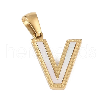 Natural White Shell Alphabet Pendants STAS-M338-02G-V-1
