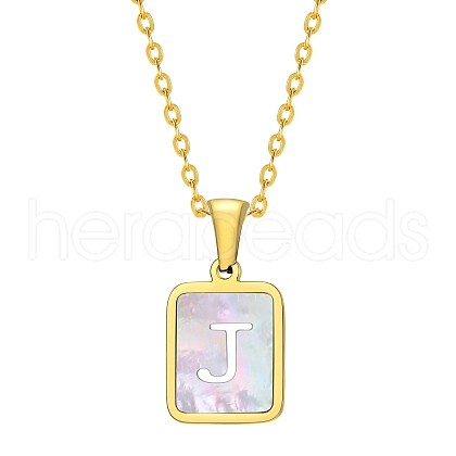 Shell Rectangle Pendant Initial Necklaces PW-WGEBFCF-10-1
