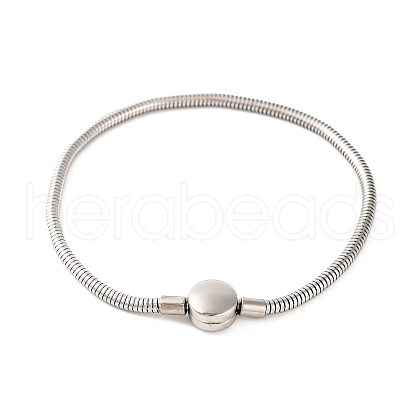 Tarnish Resistant 304 Stainless Steel Round Snake Chain Bracelets with Clasps BJEW-F472-01P-03-1