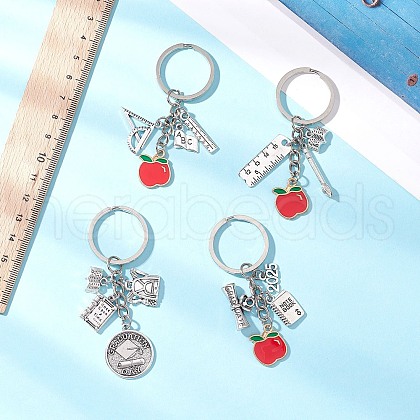 4Pcs Tibetan Style Alloy Keychains KEYC-JKC01250-1