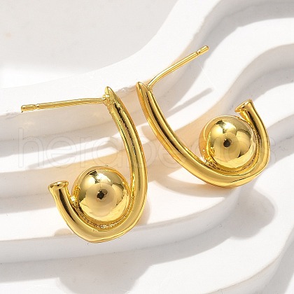 Brass Stud Earrings EJEW-Q015-11G-1