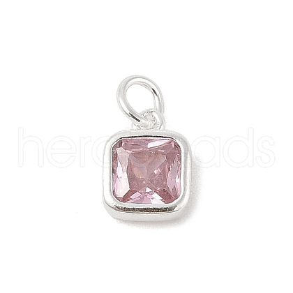 925 Sterling Silver Pave Cubic Zirconia Square Charms with Jump Rings and 925 Stamp STER-D288-05S-02-1