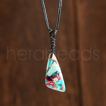 Irregular Left Slant Dyed Natural Imperial Jasper Pendant Necklaces TF0579-2-1