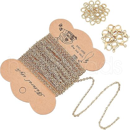 Unicraftale DIY 304 Stainless Steel Cable Chain Necklaces Making Kits DIY-UN0002-44G-1