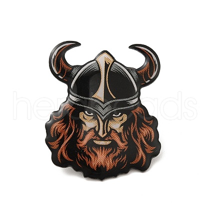 Ox Horn Man Alloy Brooch for Backpack Clothes JEWB-G020-04P-1