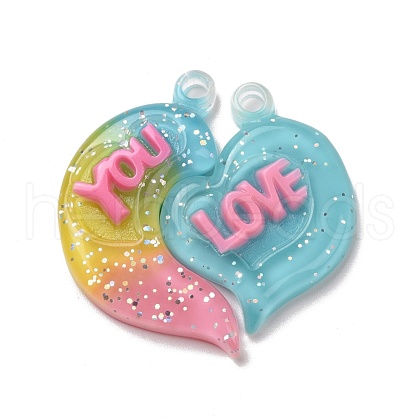 Gradient Color Translucent Resin Pendants RESI-G048-01F-1
