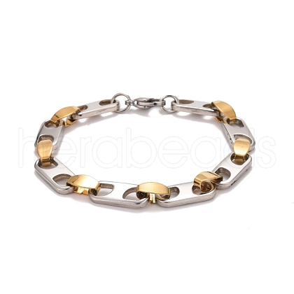 PVD Vacuum Plating 201 Stainless Steel Oval Link Chain Bracelets STAS-E160-04GP-1