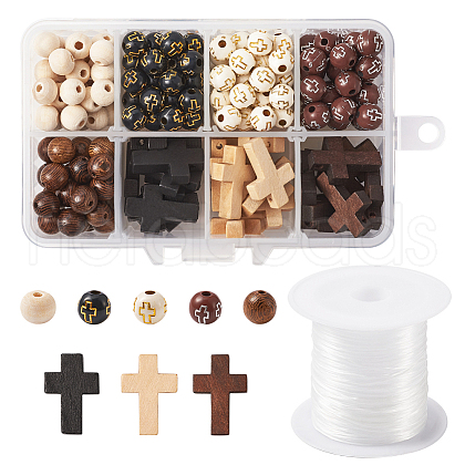 Wood Beads and Plating Acrylic Beads WOOD-TA0001-21-1