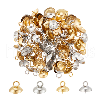 Unicraftale 80Pcs 4 Styles 304 Stainless Steel Cap Peg Bails STAS-UN0059-14-1