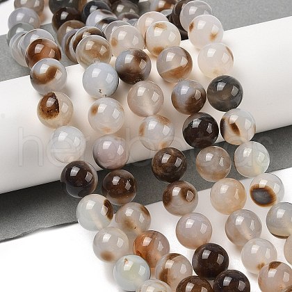 Natural Dendritic Agate Beads Strands G-A248-A07-03-1