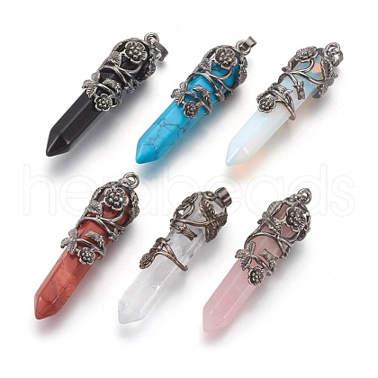 Natural & Synthetic Gemstone Pointed Pendants G-O164-02-1