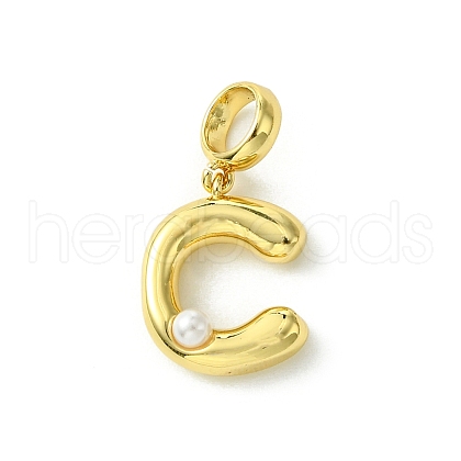 Rack Plating Brass with ABS Plastic Pearl European Dangle Charms KK-G501-02C-G-1