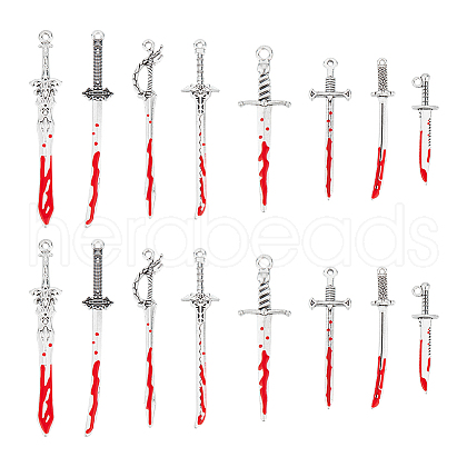 Unicraftale 16Pcs 8 Styles Halloween Alloy Enamel Pendants FIND-UN0003-02-1