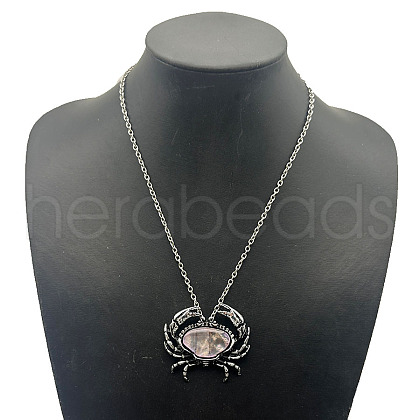Shiny Alloy Pave Natural Paua Shell Pendant Necklaces TZ0162-4-1