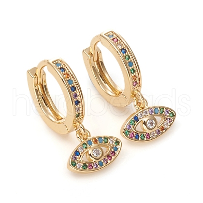Brass Micro Pave Cubic Zirconia Huggie Hoop Earrings X-EJEW-G276-14G-1