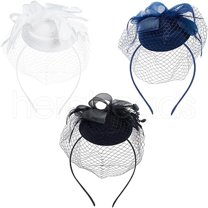 WADORN 3 Sets 3 Colors Mesh Veil Hair Bands MRMJ-WR0001-05-1