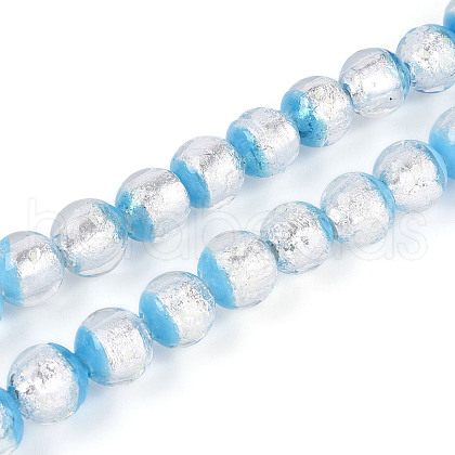 Luminous Handmade Lampwork Silver Foil Beads Strand FOIL-N029-03C-1