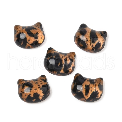 Transparent Leopard Print Resin Cabochons CRES-Z014-01-1