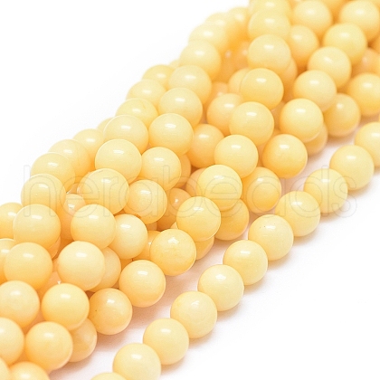 Natural Yellow Jade Beads Strands G-D0010-02-6mm-1