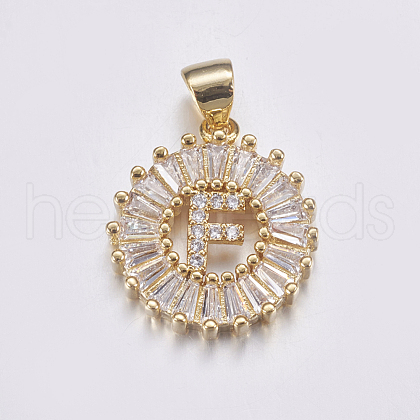 Long-Lasting Plated & Rack Plating Brass Micro Pave Cubic Zirconia Letter Pendants ZIRC-A007-03F-G-1