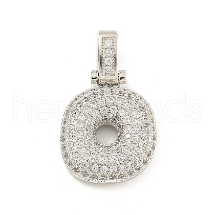 Brass Micro Pave Clear Cubic Zirconia Pendants KK-B099-01P-O-1