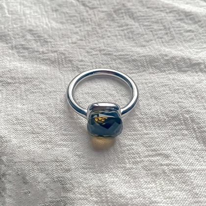 Square 304 Stainless Steel with Glass Finger Rings FS-WG8AAFA-31-1