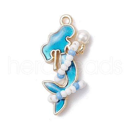 Alloy Enamel Mermaid Pendants PALLOY-MZ00730-02-1