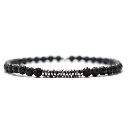 Natural Round Lava Rock Beaded Bracxelets for Men OI5065-1-1