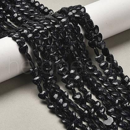 Synthetic Blue Goldstone Beads Strands G-P575-C06-6mm-1