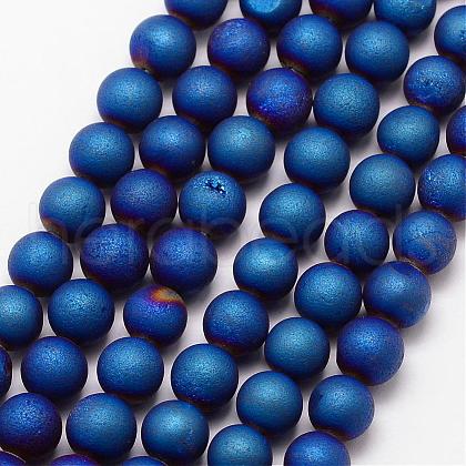 Electroplated Natural Agate Bead Strands G-K168-6mm-L2-03-1