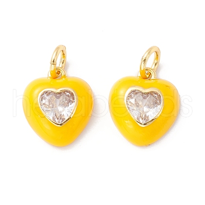 Rack Plating Brass Clear Cubic Zirconia Charms KK-I684-03G-04-RS-1