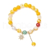 Natural Striped Agate Round Beaded Bracelets BJEW-JB11924-02-2