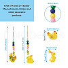 Crafans 4Pcs 4 Style Easter Theme Plastic Hen & Rabbit Pendant Decorations HJEW-CF0001-16A-3