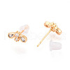 Bees Brass Micro Pave Clear Cubic Zirconia Stud Earrings EJEW-T047-43G-2