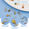 40Pcs 10 Color Vacuum Plating Real 18K Gold Plated 201 Stainless Steel Rhinestone Charms PALLOY-AB00194-4