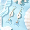 Natural Cowrie Shell Glass Dangle Earrings EJEW-JE06385-03-1