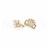 Brass Micro Pave Clear Cubic Zirconia Connector Charms X-KK-S356-714-2