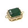 Rack Plating Brass Micro Pave Clear Cubic Zirconia Rectangle Connector Charms KK-A234-028G-01-2