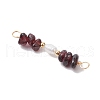 Natural Garnet Chip & Natural Cultured Freshwater Pearl Rice Beaded Connector Charms PALLOY-JF03707-04-3