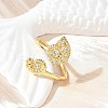 Brass Micro Pave Clear Cubic Zirconia Cuff Rings for Women RJEW-A061-01G-5