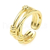 Rack Plating Brass Criss Cross Open Cuff Rings RJEW-D009-05G-2