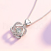 Double Heart 925 Sterling Silver Micro Pave Clear Cubic Zirconia Pendant Necklaces FS-WG0A98A-01-3