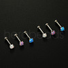 Stainless Steel & Synthetic Opal Threadless Labrets WG3C897-07-2
