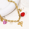 White Bowknot Hot Pink Heart Red Strawberry 201 Stainless Steel & Resin Pendant Necklaces for Women FS-WG72E1A-01-4