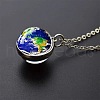 Luminous Round Alloy with Glass Planet Pendant Necklaces FS-WG4A1FF-03-1