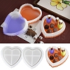 2Pcs DIY Stripe Pattern Heart Jewelry Plate Food Grade Silicone Molds PW-WG76700-01-1