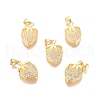 Brass Micro Pave Clear Cubic Zirconia Pendants ZIRC-D119-02G-1