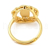 Flower with Saint Rack Plating Brass Micro Pave Cubic Zirconia Adjustable Rings RJEW-I105-04G-04-3