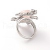 Tortoise Platinum Tone Brass Natural & Synthetic Mixed Stone Wide Band Finger Rings RJEW-M130-M-4