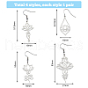 FIBLOOM 4 Pairs 4 Style 304 Stainless Steel Long Dangle Earrings EJEW-FI0002-55-2